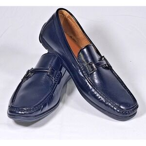 Faranzi Mens Navy Blue Bit Loafers Driving Mocs Square Toe Slip On F41752 Size 9